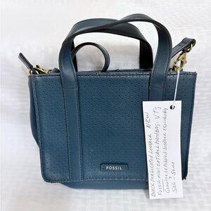 Fossil Blue Leather Crossbody Bag